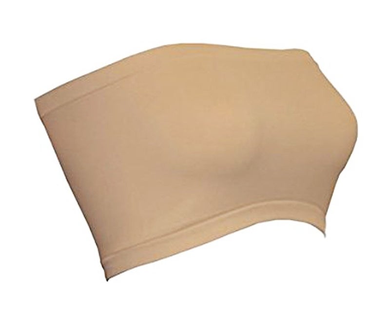 Qunson Women's Strapless Stretch Layer Seamless Tube Bra Bandeau Top (Nude) - Image 2
